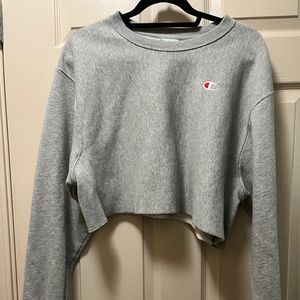 Heather Grey Champion Reverse Weave Crop Sweatshirt (L)